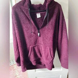 Victoria's Secret pink burgundy, purple Sherpa quarters zip